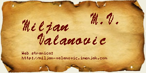 Miljan Valanović vizit kartica